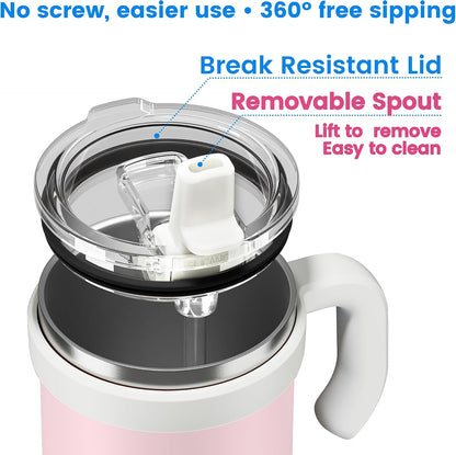 For Iced Coffee & Smoothies – Never Drink from a Moldy Lid Again: 20oz Hygienic Tumbler, 100% Leakproof Lid & Removable Foldable Spout. Reinforced Base, Fits Cup Holders - Cream