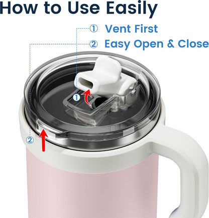 For Iced Coffee & Smoothies – Never Drink from a Moldy Lid Again: 20oz Hygienic Tumbler, 100% Leakproof Lid & Removable Foldable Spout. Reinforced Base, Fits Cup Holders - Cream