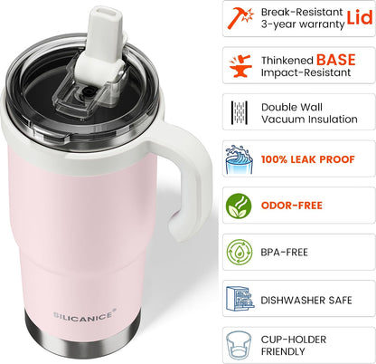 For Iced Coffee & Smoothies – Never Drink from a Moldy Lid Again: 20oz Hygienic Tumbler, 100% Leakproof Lid & Removable Foldable Spout. Reinforced Base, Fits Cup Holders - Cream