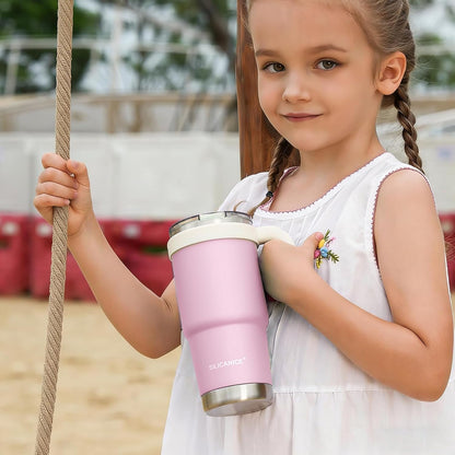 For Iced Coffee & Smoothies – Never Drink from a Moldy Lid Again: 20oz Hygienic Tumbler, 100% Leakproof Lid & Removable Foldable Spout. Reinforced Base, Fits Cup Holders - Cream
