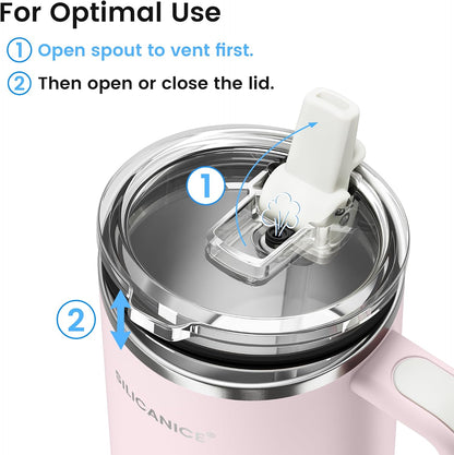 For Iced Coffee & Smoothies – Never Drink from a Moldy Lid Again: 20oz Hygienic Tumbler, 100% Leakproof Lid & Removable Foldable Spout. Reinforced Base, Fits Cup Holders - Cream