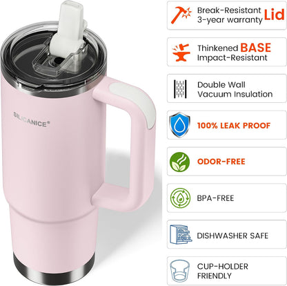 For Iced Coffee & Smoothies – Never Drink from a Moldy Lid Again: 20oz Hygienic Tumbler, 100% Leakproof Lid & Removable Foldable Spout. Reinforced Base, Fits Cup Holders - Cream