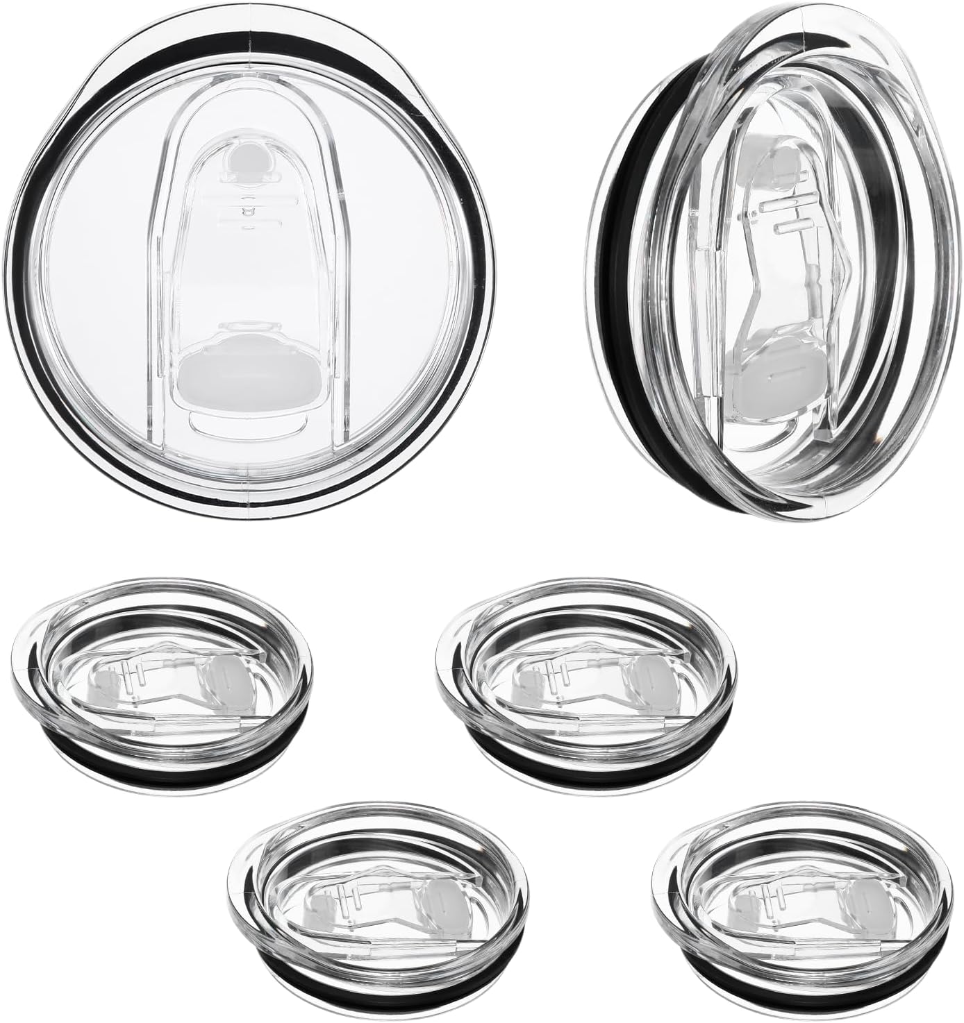 10 Packs 20oz Skinny Tumbler Lid Replacement, Replacement Lids for Tumblers 2.76inch Mouth, Spill Proof Splash Resistant Silicone Sliding Covers BPA-Free & Dishwasher Safe