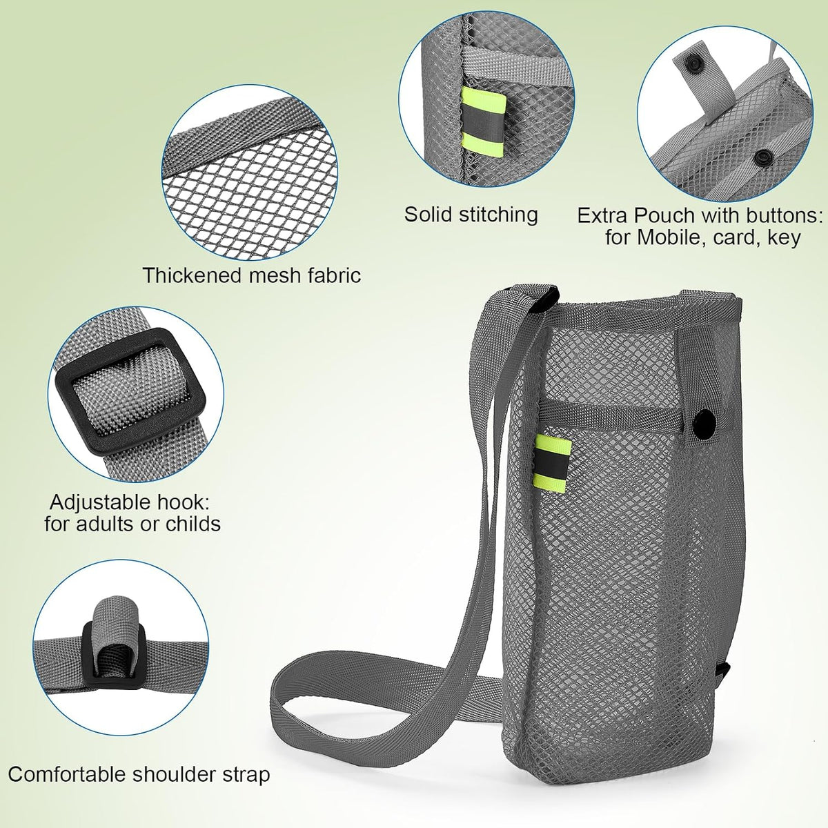 Mesh Water Bottle Holder Sling with Strap