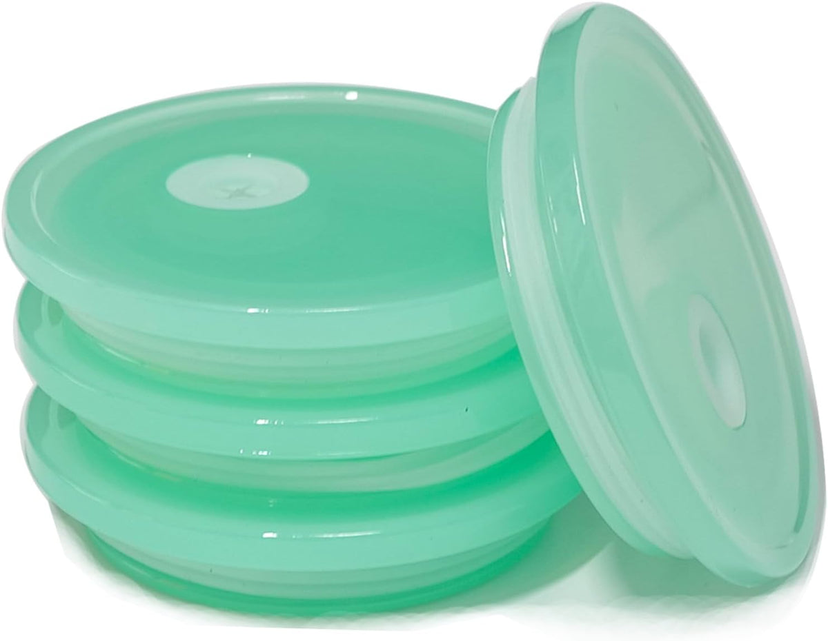 4 Pack Acrylic Lids for Glass Cups with Bamboo Lids and Straws, 2.75 inch/70 mm Acrylic Lids for 16 OZ Beer Can Cups with Wooden Lids, Replacement Canning Lids for 16OZ 20 OZ Glass