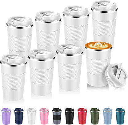 Volhoply 13 oz Stainless Steel Insulated Travel Coffee Mug with Fip Lid,Reusable Double Wall Vacuum Metal Coffee Cup,Portable to Go Leak Proof Cafe Thermal Tumbler for Hot & Cold Drinks(Pink,1)