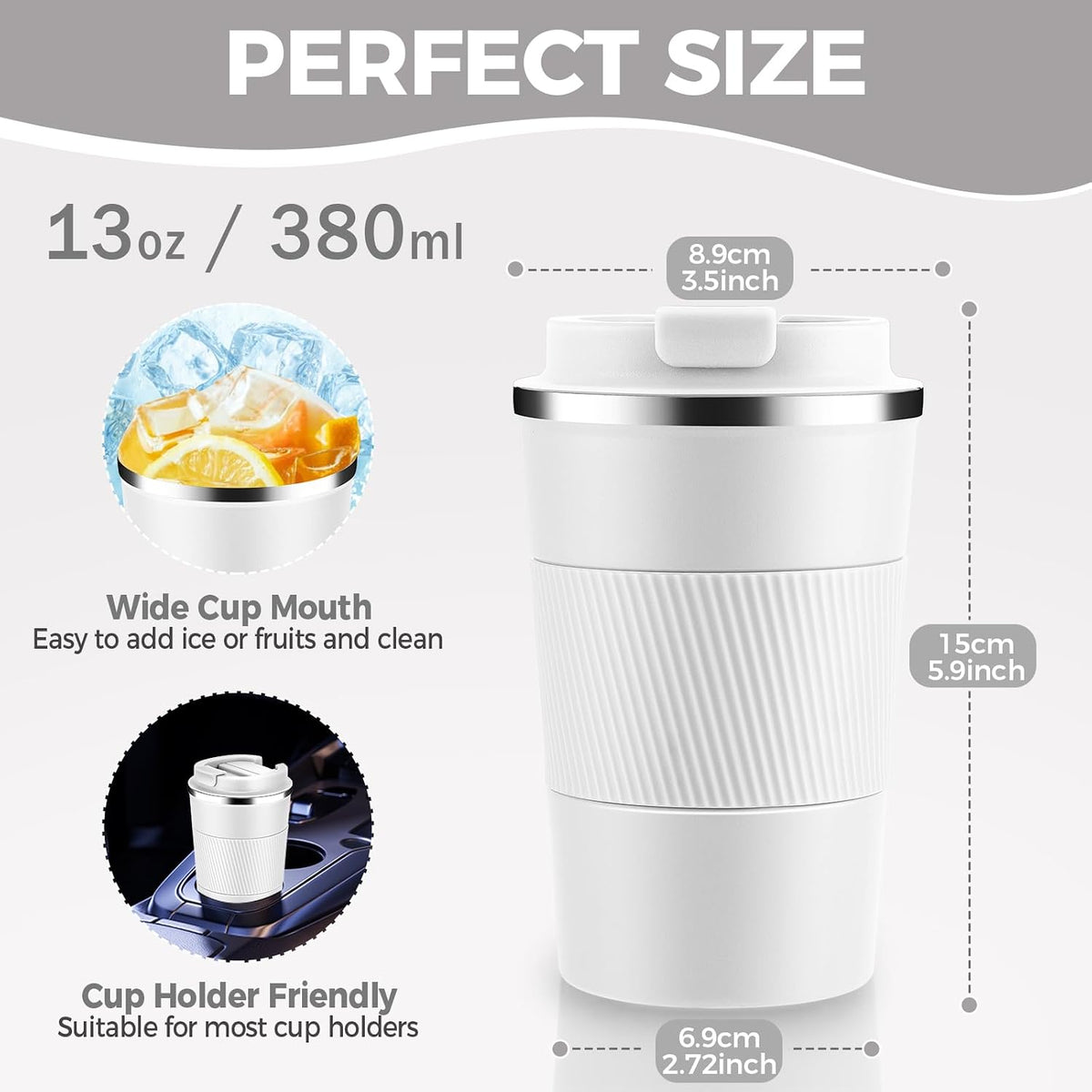 Volhoply 13 oz Stainless Steel Insulated Travel Coffee Mug with Fip Lid,Reusable Double Wall Vacuum Metal Coffee Cup,Portable to Go Leak Proof Cafe Thermal Tumbler for Hot & Cold Drinks(Pink,1)