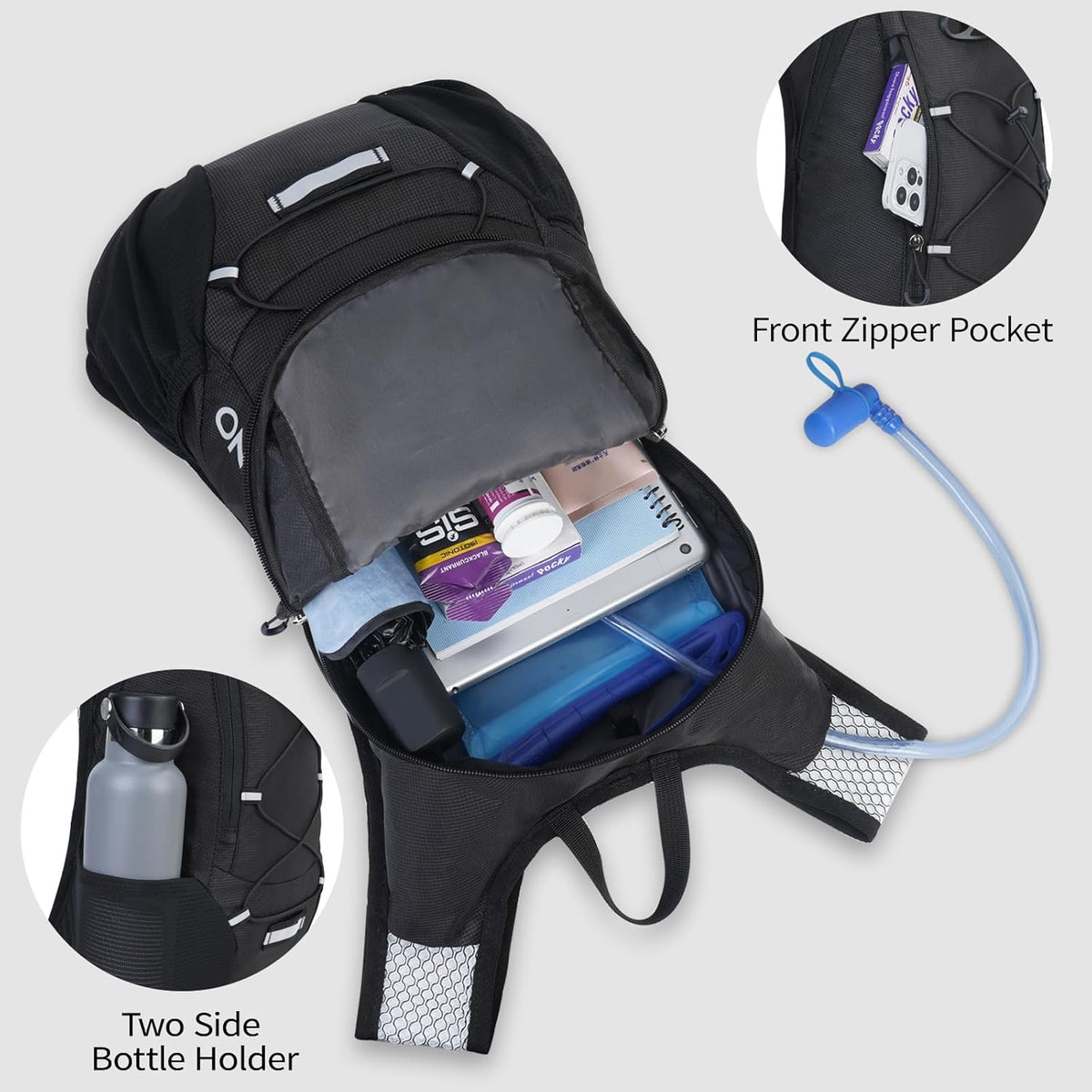 Lightweight Hydration Backpack, Running Backpack with 2L Water Bladder