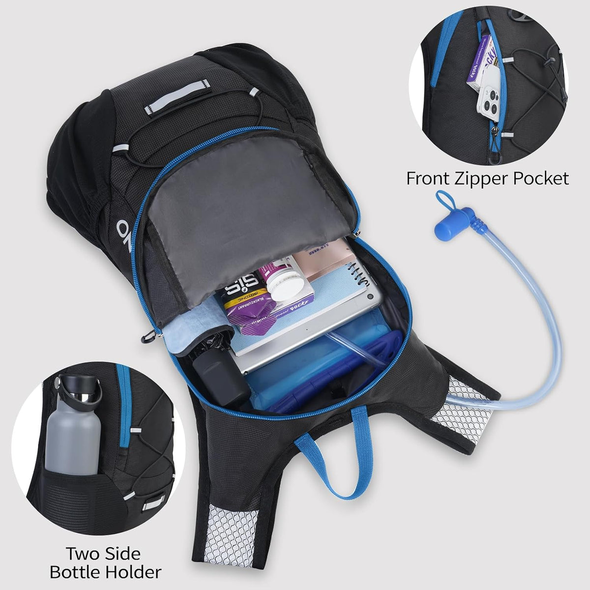 Lightweight Hydration Backpack, Running Backpack with 2L Water Bladder