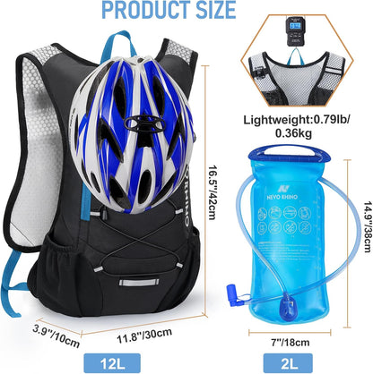 Lightweight Hydration Backpack, Running Backpack with 2L Water Bladder