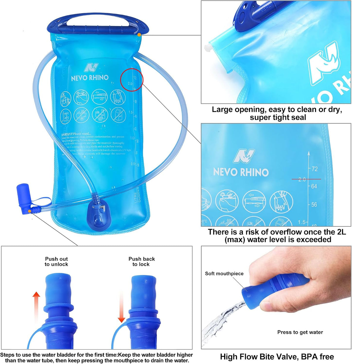 Lightweight Hydration Backpack, Running Backpack with 2L Water Bladder