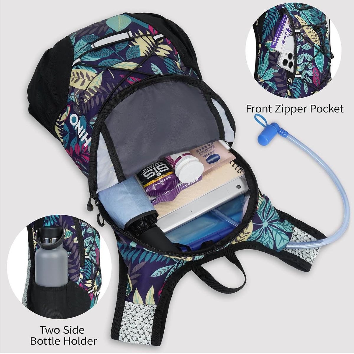 Lightweight Hydration Backpack, Running Backpack with 2L Water Bladder