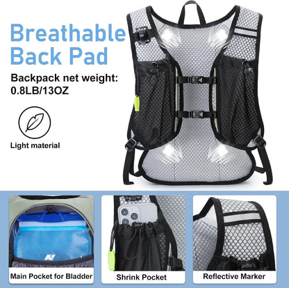 Lightweight Hydration Backpack, Running Backpack with 2L Water Bladder