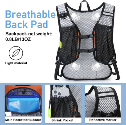 Lightweight Hydration Backpack, Running Backpack with 2L Water Bladder