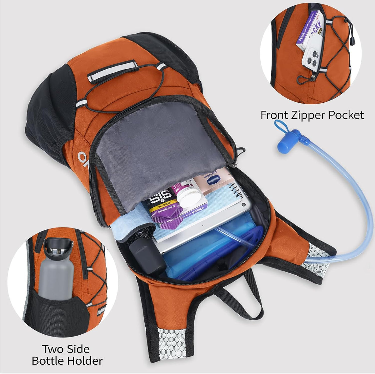 Lightweight Hydration Backpack, Running Backpack with 2L Water Bladder