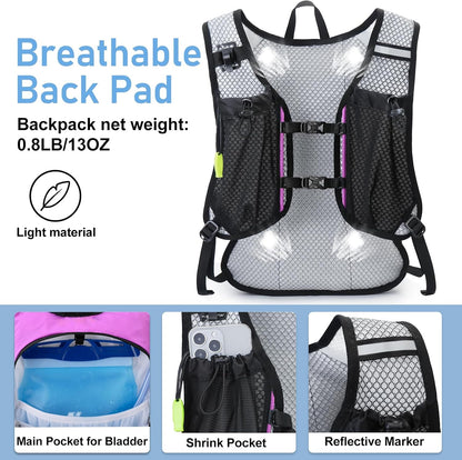 Lightweight Hydration Backpack, Running Backpack with 2L Water Bladder