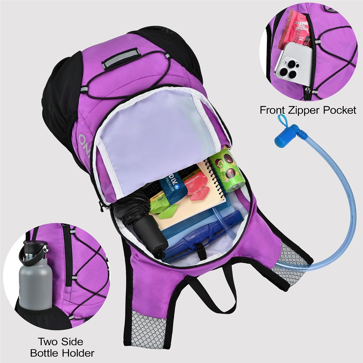 Lightweight Hydration Backpack, Running Backpack with 2L Water Bladder