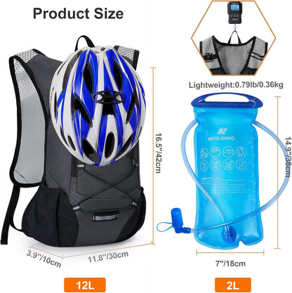 Lightweight Hydration Backpack, Running Backpack with 2L Water Bladder
