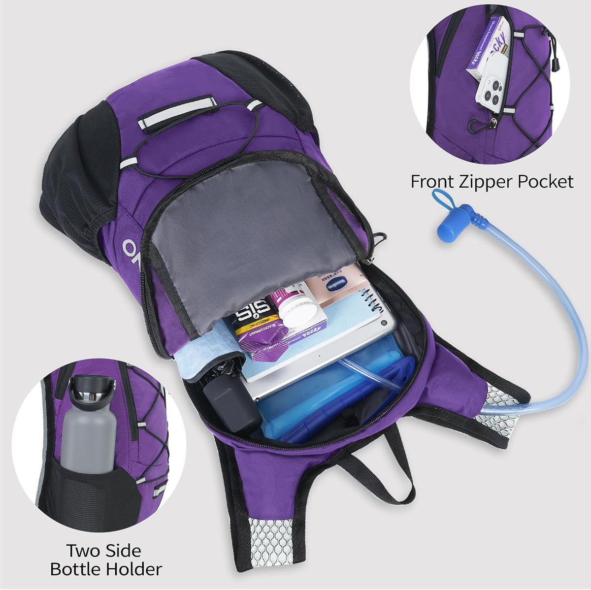 Lightweight Hydration Backpack, Running Backpack with 2L Water Bladder