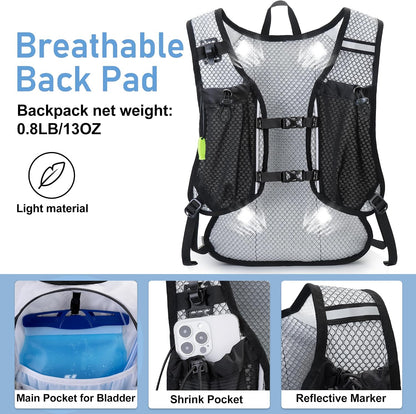 Lightweight Hydration Backpack, Running Backpack with 2L Water Bladder