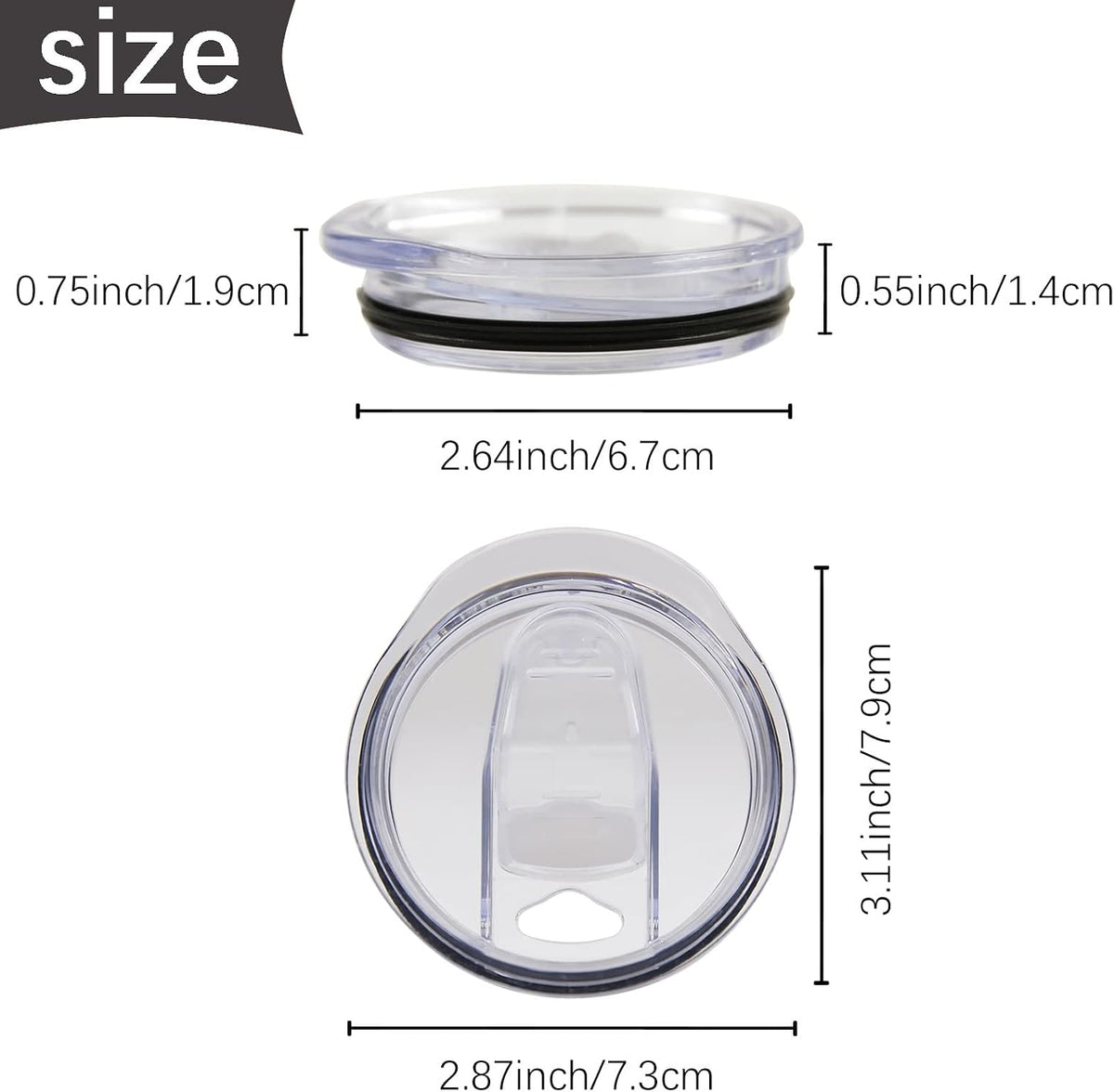 10 Pack 20 oz Skinny Tumbler Replacement Lids Plastic Splash Covers tops for 20 oz coffee cup lids Clear Cup Covers for 2.64 Inch Mouth Tumbler Cooler