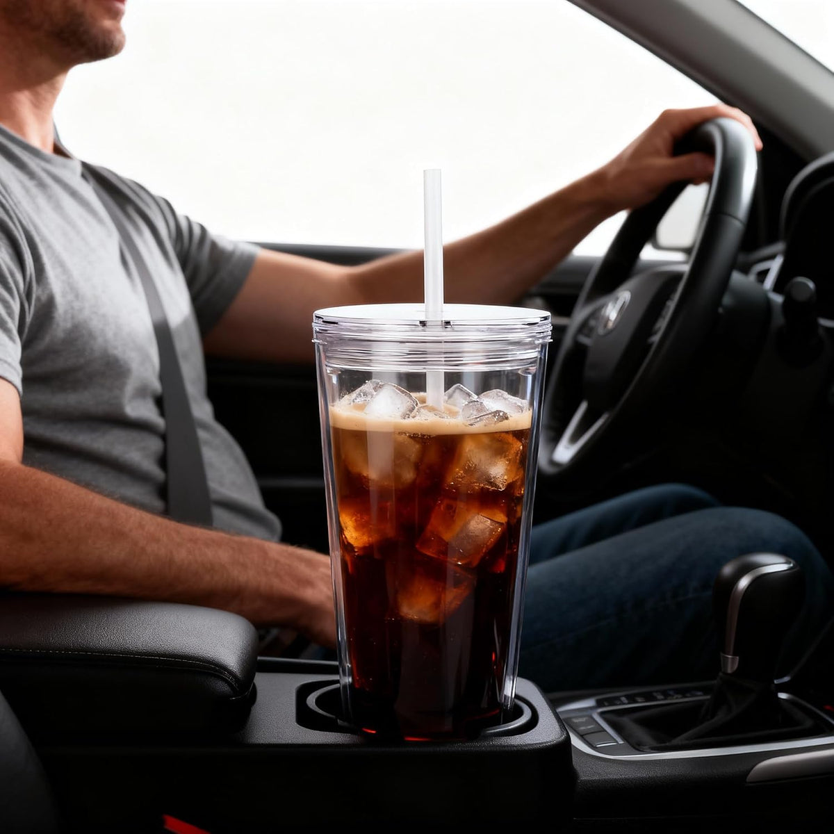 24oz Tumbler with Lid and Straw, Leak Proof and Double Wall Insulated Reusable Plastic Cups,Travel Reusable Iced Coffee Cup (2, White Butterfly)