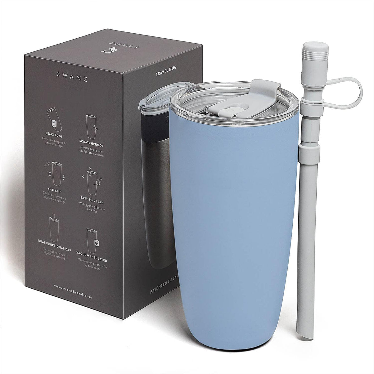 Thermal Insulated Stainless Steel Tumbler with Lid and Straw, Reusable Thermos Cup for Hot and Cold Drinks, To Go Coffee Travel Mug, Leak Proof Water Bottle, No Spill, Dishwasher Safe