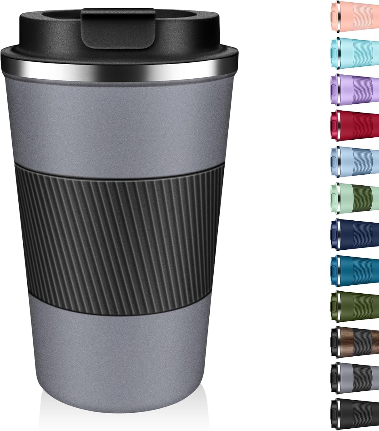 Insulated Coffee Tumbler 17 oz, Stainless Steel Coffee Mug with Lids, Travel Coffee Mug Leak Proof, Double Wall Vacuum Insulated Reusable Coffee Cup, Keep Drinks Hot and Cold (Deep Teal, 17 Ounces)
