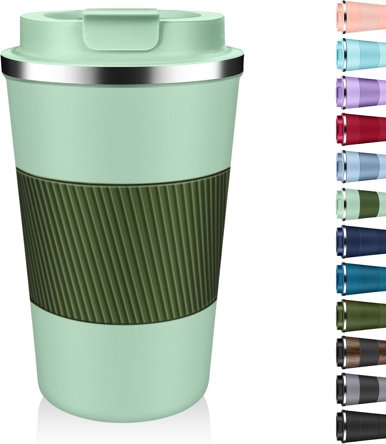 Insulated Coffee Tumbler 17 oz, Stainless Steel Coffee Mug with Lids, Travel Coffee Mug Leak Proof, Double Wall Vacuum Insulated Reusable Coffee Cup, Keep Drinks Hot and Cold (Deep Teal, 17 Ounces)