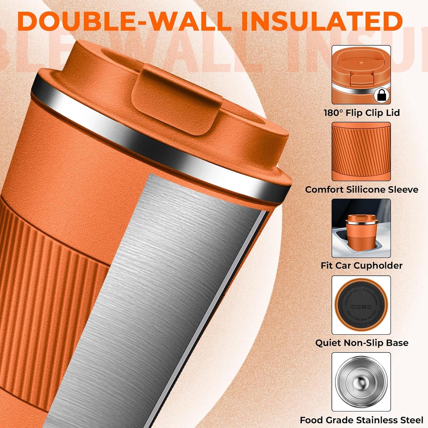 Insulated Coffee Tumbler 17 oz, Stainless Steel Coffee Mug with Lids, Travel Coffee Mug Leak Proof, Double Wall Vacuum Insulated Reusable Coffee Cup, Keep Drinks Hot and Cold (Deep Teal, 17 Ounces)
