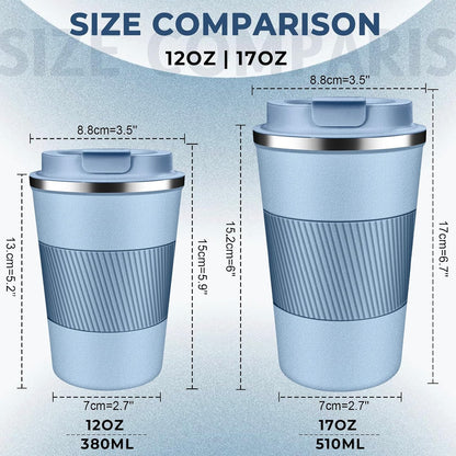 Insulated Coffee Tumbler 17 oz, Stainless Steel Coffee Mug with Lids, Travel Coffee Mug Leak Proof, Double Wall Vacuum Insulated Reusable Coffee Cup, Keep Drinks Hot and Cold (Deep Teal, 17 Ounces)