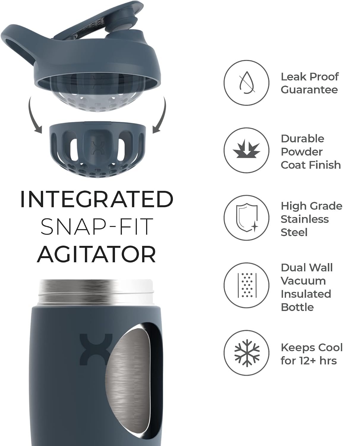 Pursuit Insulated Steel Shaker Bottle 18oz, Midnight Blue