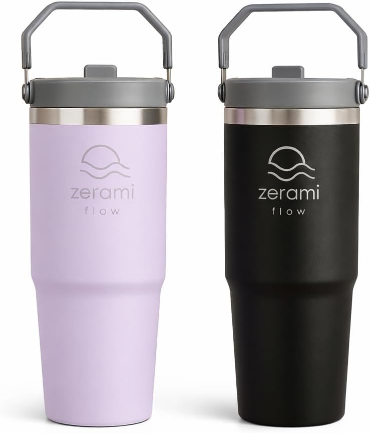 30 oz Tumbler with Handle & Flip Straw Lid – Cupholder-Friendly Insulated Stainless Steel Travel Mug, Leak-Resistant Twist Lid, Double Wall Vacuum, BPA-Free, Fits Car Cup Holder (Green)