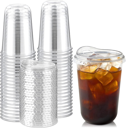 16 oz Clear Plastic Coffee Cups with Sip Lids