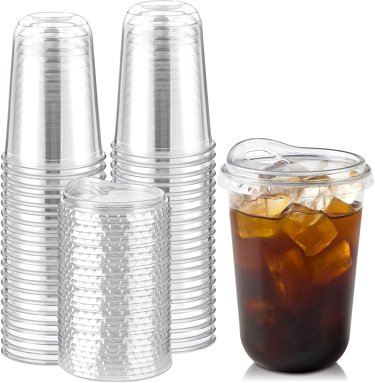 16 oz Clear Plastic Coffee Cups with Sip Lids