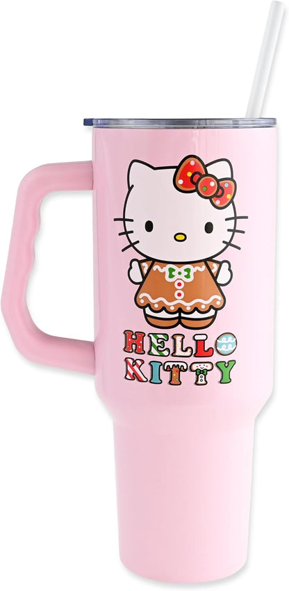 Betty Boop Core Cute Pose, Stainless Steel Tumbler, 40oz | Sitting, Hearts and Dots, Straw Cover Cap, Handle, Lid, Double Walled, Fits in Cup Holder, 1.18 Liters - Colors B