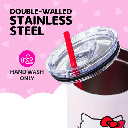 Betty Boop Core Cute Pose, Stainless Steel Tumbler, 40oz | Sitting, Hearts and Dots, Straw Cover Cap, Handle, Lid, Double Walled, Fits in Cup Holder, 1.18 Liters - Colors B