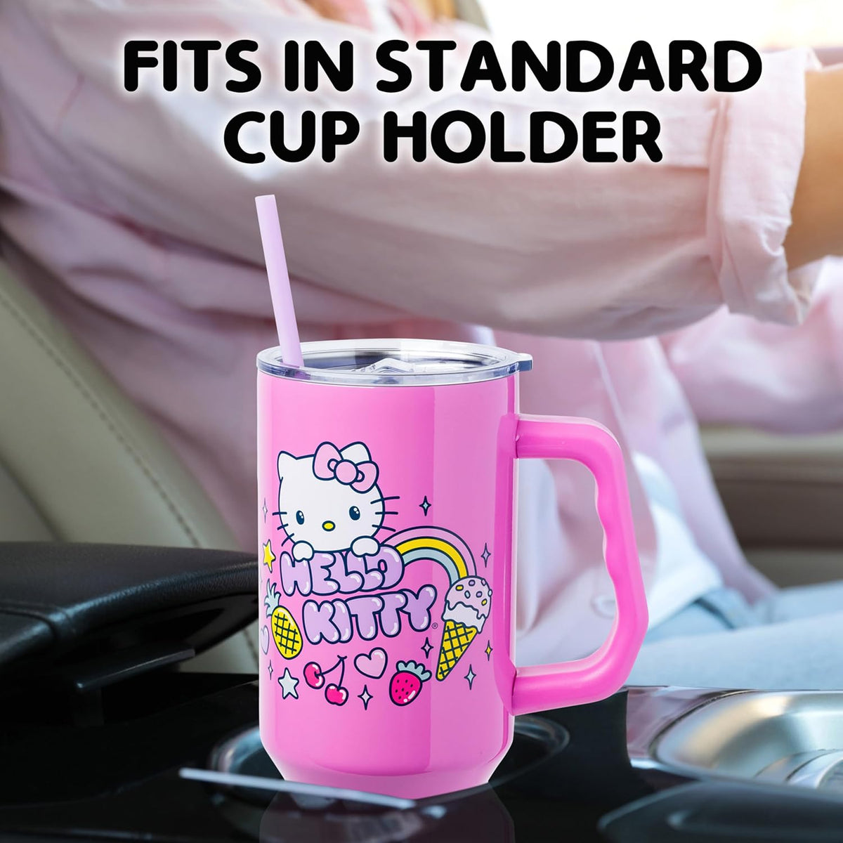 Betty Boop Core Cute Pose, Stainless Steel Tumbler, 40oz | Sitting, Hearts and Dots, Straw Cover Cap, Handle, Lid, Double Walled, Fits in Cup Holder, 1.18 Liters - Colors B