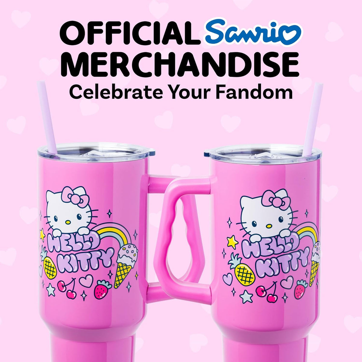 Betty Boop Core Cute Pose, Stainless Steel Tumbler, 40oz | Sitting, Hearts and Dots, Straw Cover Cap, Handle, Lid, Double Walled, Fits in Cup Holder, 1.18 Liters - Colors B
