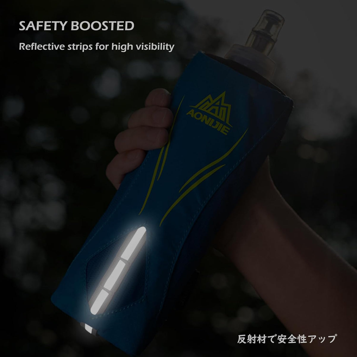 Handheld Water Bottle for Running, Quick Grip Chill 17 oz Handheld Soft Water Bottle with Hand Strap Hydration Pack, BPA Sport Soft Flask (Blue)
