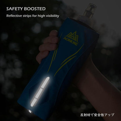 Handheld Water Bottle for Running, Quick Grip Chill 17 oz Handheld Soft Water Bottle with Hand Strap Hydration Pack, BPA Sport Soft Flask (Blue)