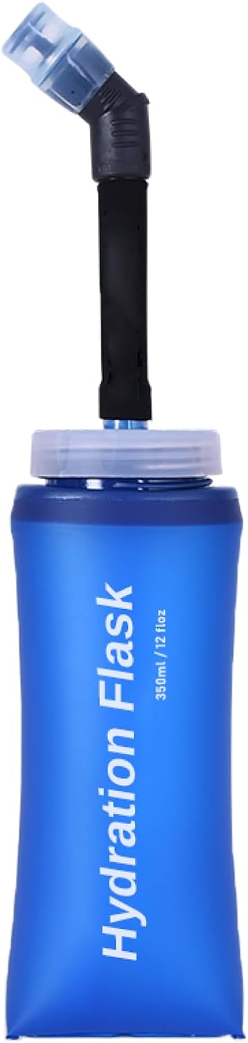 Handheld Water Bottle for Running, Quick Grip Chill 17 oz Handheld Soft Water Bottle with Hand Strap Hydration Pack, BPA Sport Soft Flask (Blue)
