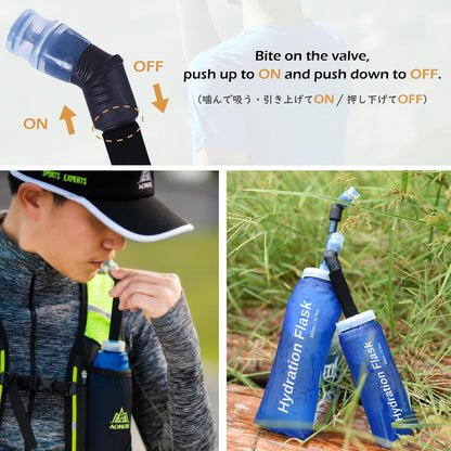 Handheld Water Bottle for Running, Quick Grip Chill 17 oz Handheld Soft Water Bottle with Hand Strap Hydration Pack, BPA Sport Soft Flask (Blue)
