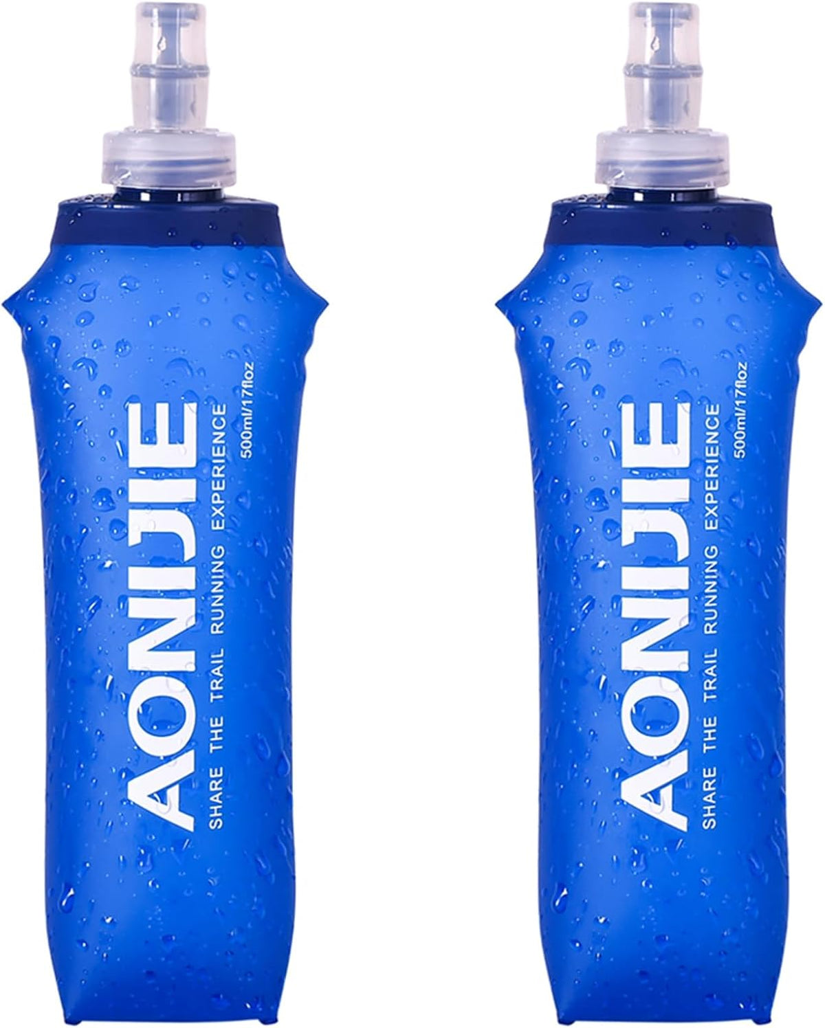 Handheld Water Bottle for Running, Quick Grip Chill 17 oz Handheld Soft Water Bottle with Hand Strap Hydration Pack, BPA Sport Soft Flask (Blue)