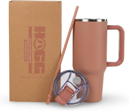 Hogg Big Swig 40oz Tumbler with Handle and Straw - Red, 40 oz Tumbler, Insulated Cup with Handle, 40oz Water Bottle with Straw, Thermal Cups, Leak Proof Lid, Travel Mugs, Stainless Steel
