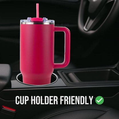 Hogg Big Swig 40oz Tumbler with Handle and Straw - Red, 40 oz Tumbler, Insulated Cup with Handle, 40oz Water Bottle with Straw, Thermal Cups, Leak Proof Lid, Travel Mugs, Stainless Steel