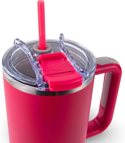 Hogg Big Swig 40oz Tumbler with Handle and Straw - Red, 40 oz Tumbler, Insulated Cup with Handle, 40oz Water Bottle with Straw, Thermal Cups, Leak Proof Lid, Travel Mugs, Stainless Steel