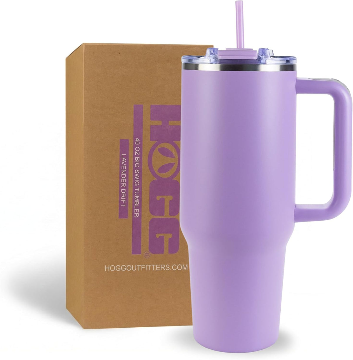 Hogg Big Swig 40oz Tumbler with Handle and Straw - Red, 40 oz Tumbler, Insulated Cup with Handle, 40oz Water Bottle with Straw, Thermal Cups, Leak Proof Lid, Travel Mugs, Stainless Steel
