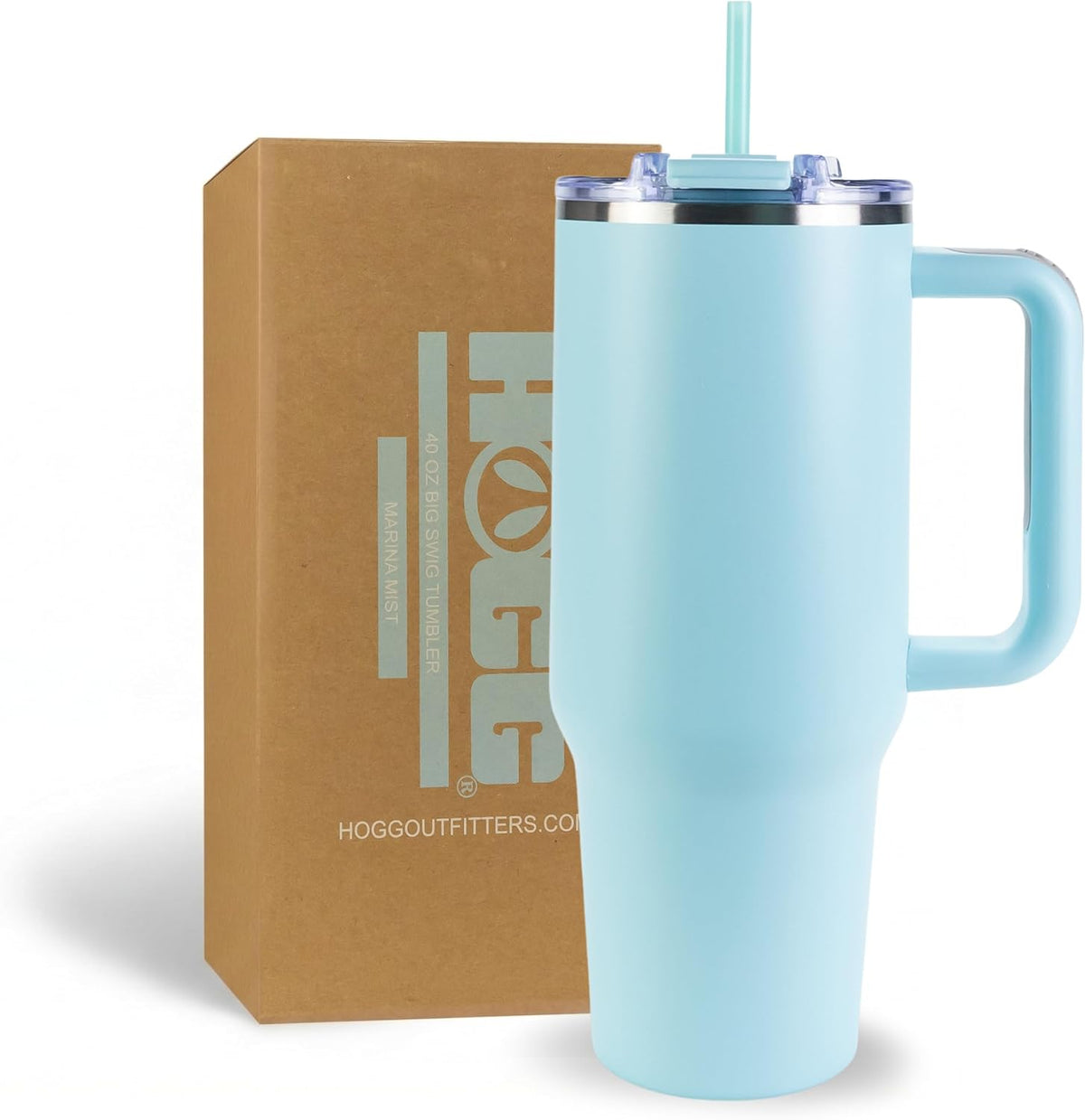 Hogg Big Swig 40oz Tumbler with Handle and Straw - Red, 40 oz Tumbler, Insulated Cup with Handle, 40oz Water Bottle with Straw, Thermal Cups, Leak Proof Lid, Travel Mugs, Stainless Steel