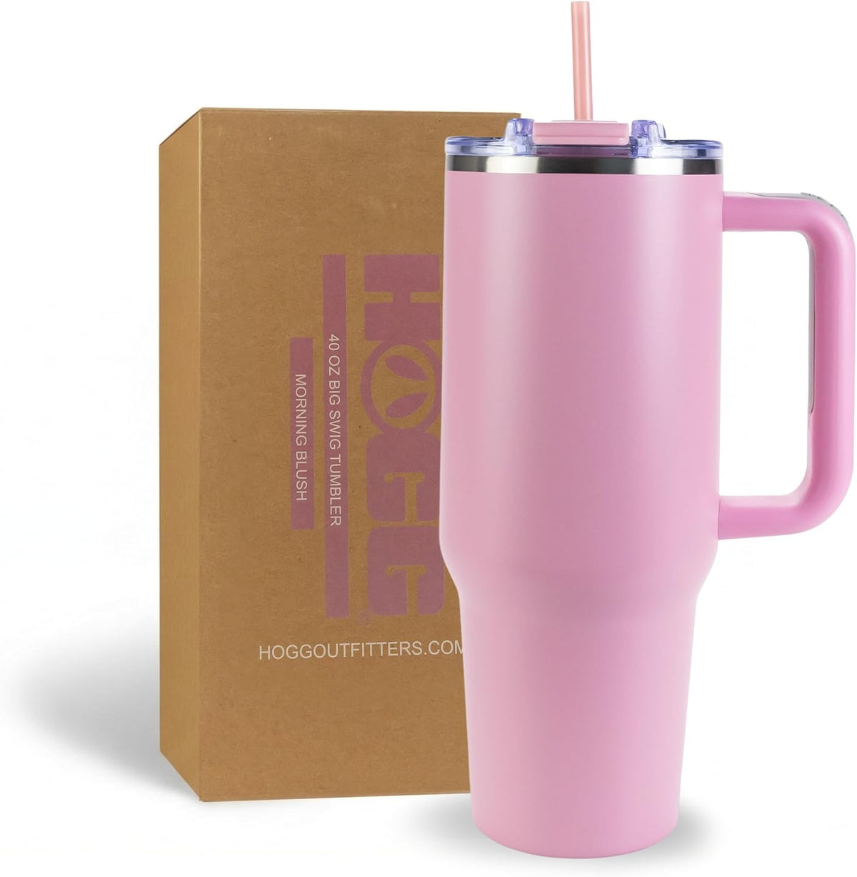 Hogg Big Swig 40oz Tumbler with Handle and Straw - Red, 40 oz Tumbler, Insulated Cup with Handle, 40oz Water Bottle with Straw, Thermal Cups, Leak Proof Lid, Travel Mugs, Stainless Steel